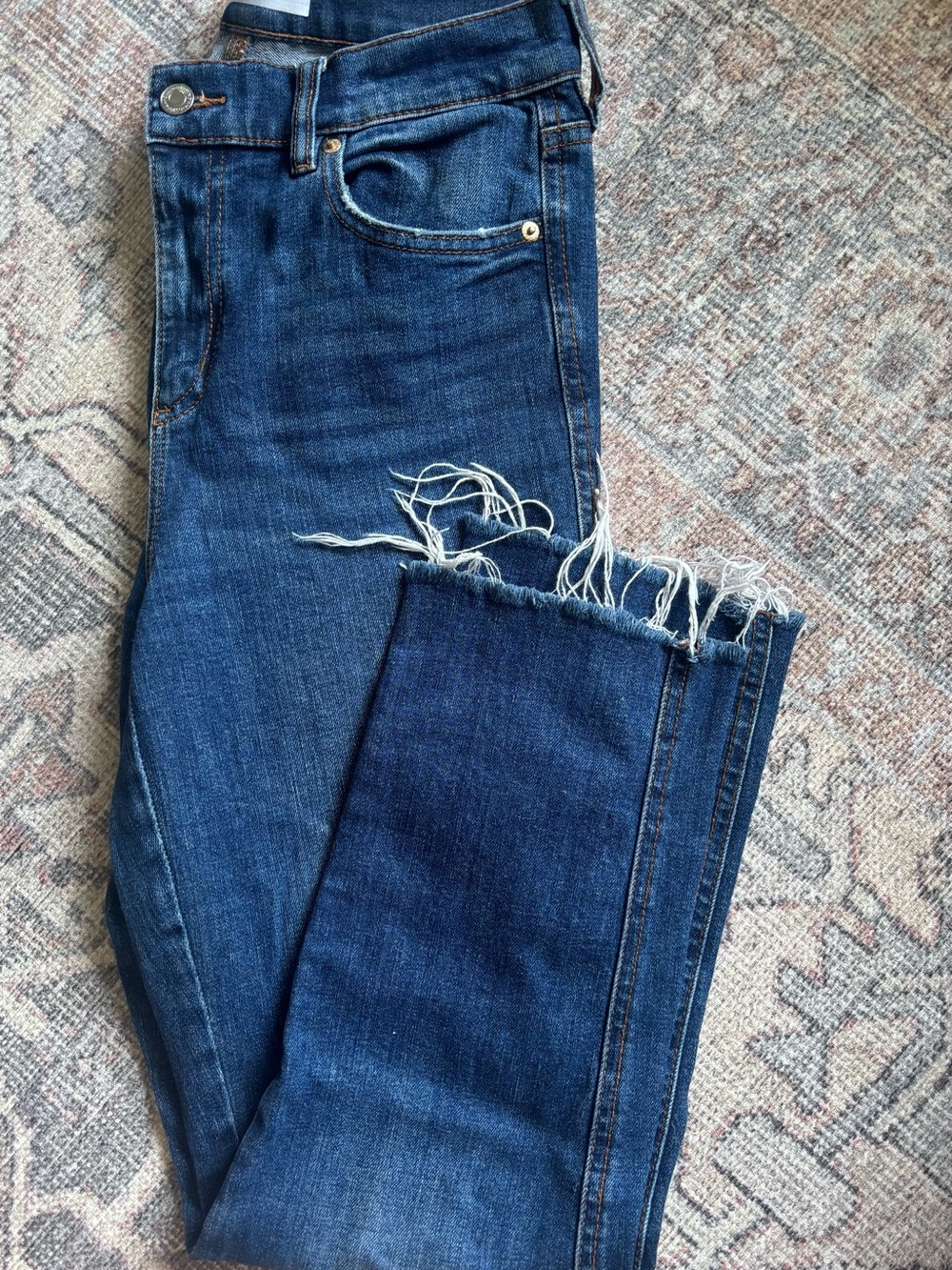 Dynamite Dark Blue Cropped Raw Hem Jeans (Gisele)